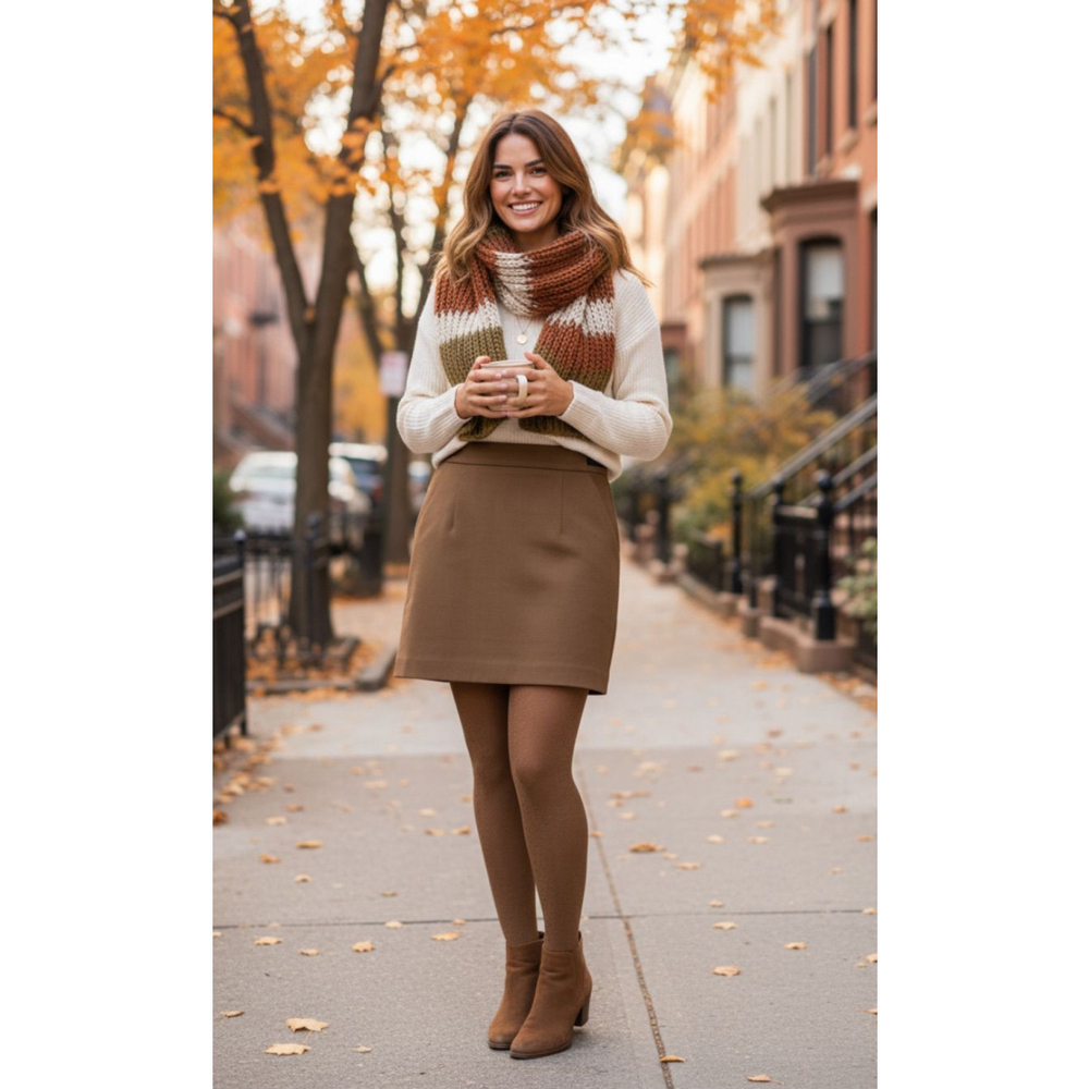 The Korner Brown Wool-Blend Mini Skirt | Size 6 | NWT